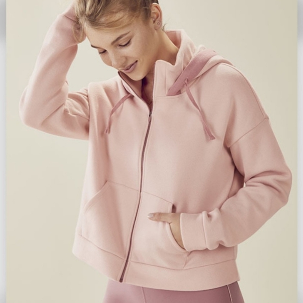 Fabletics x Demi Lovato Workout Cropped Pink Zip Hoodie Jacket XXL